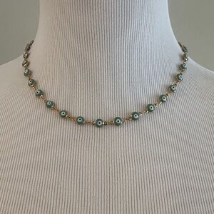 Elegant Gold and Green Beaded Necklace